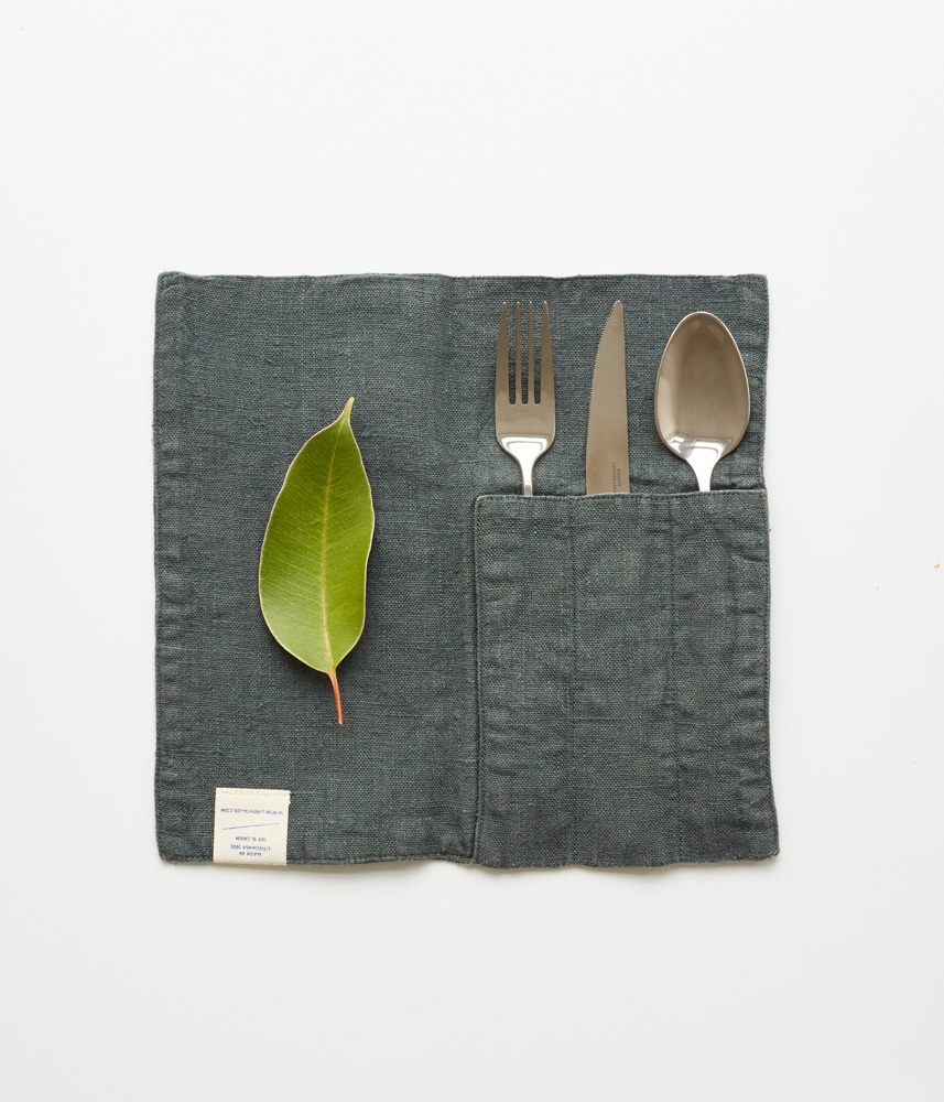Cutlery pocket-Forest Green-Linen Tales.jpg